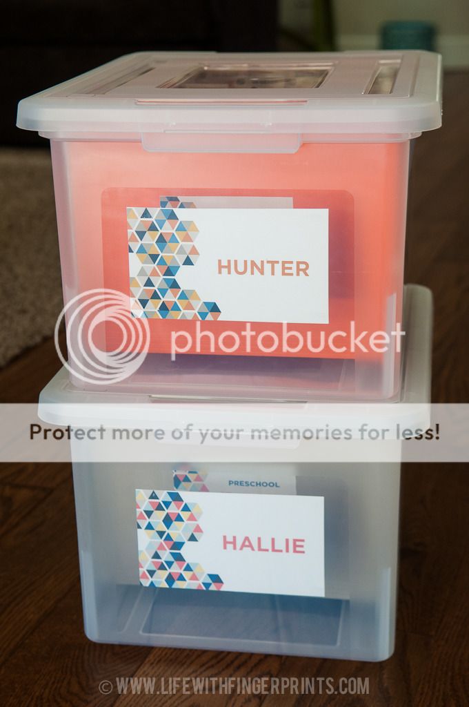 Create a keepsake box to organize kids school papers and memorabilia